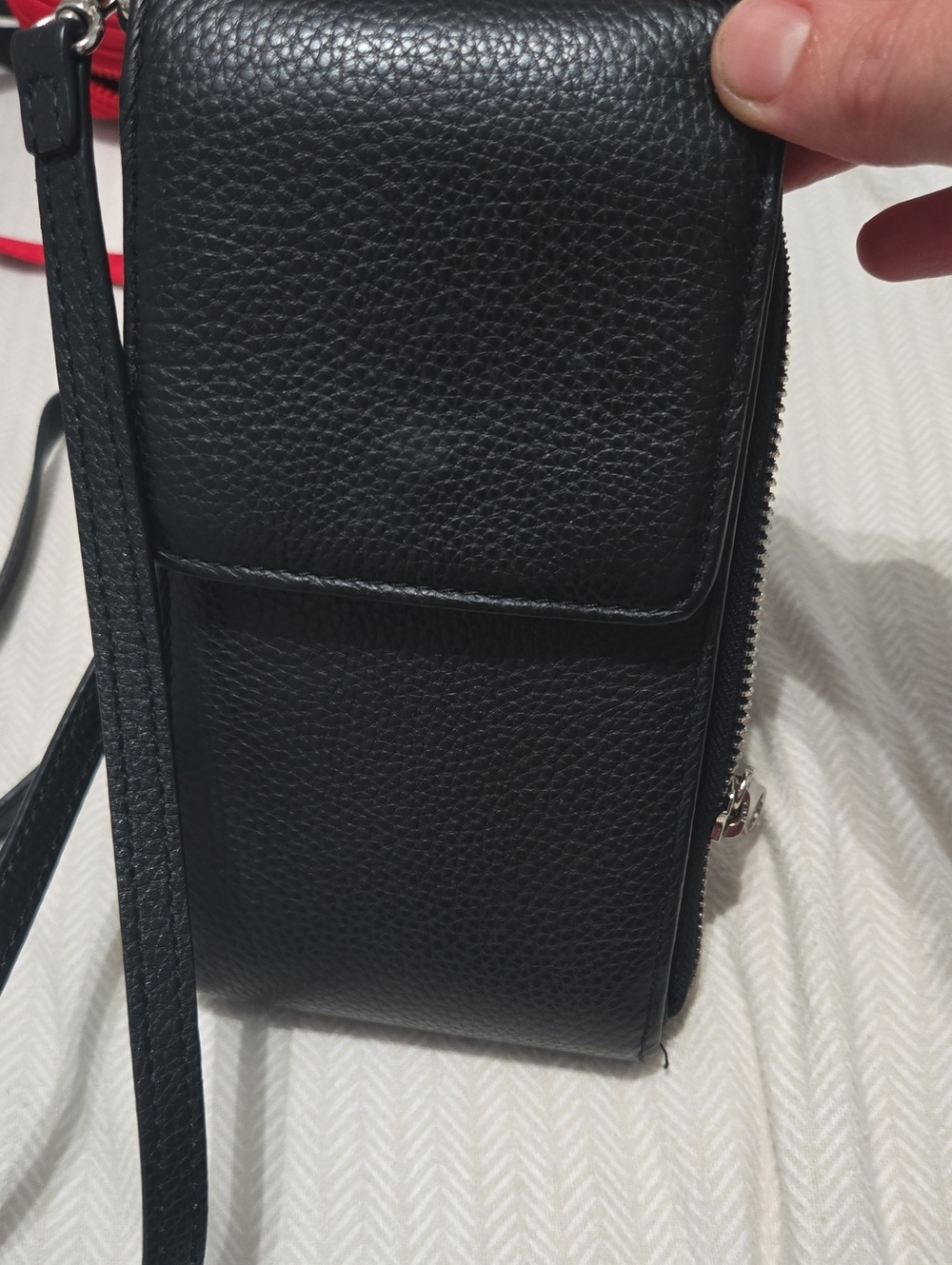 Bugatti Black Pebbled Leather Crossbody Phone Bag